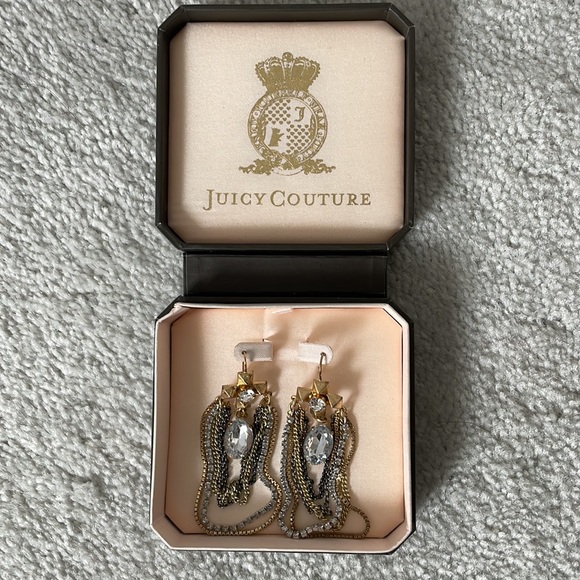 Juicy Couture dangly crystal earrings 2000s style - Picture 2 of 4